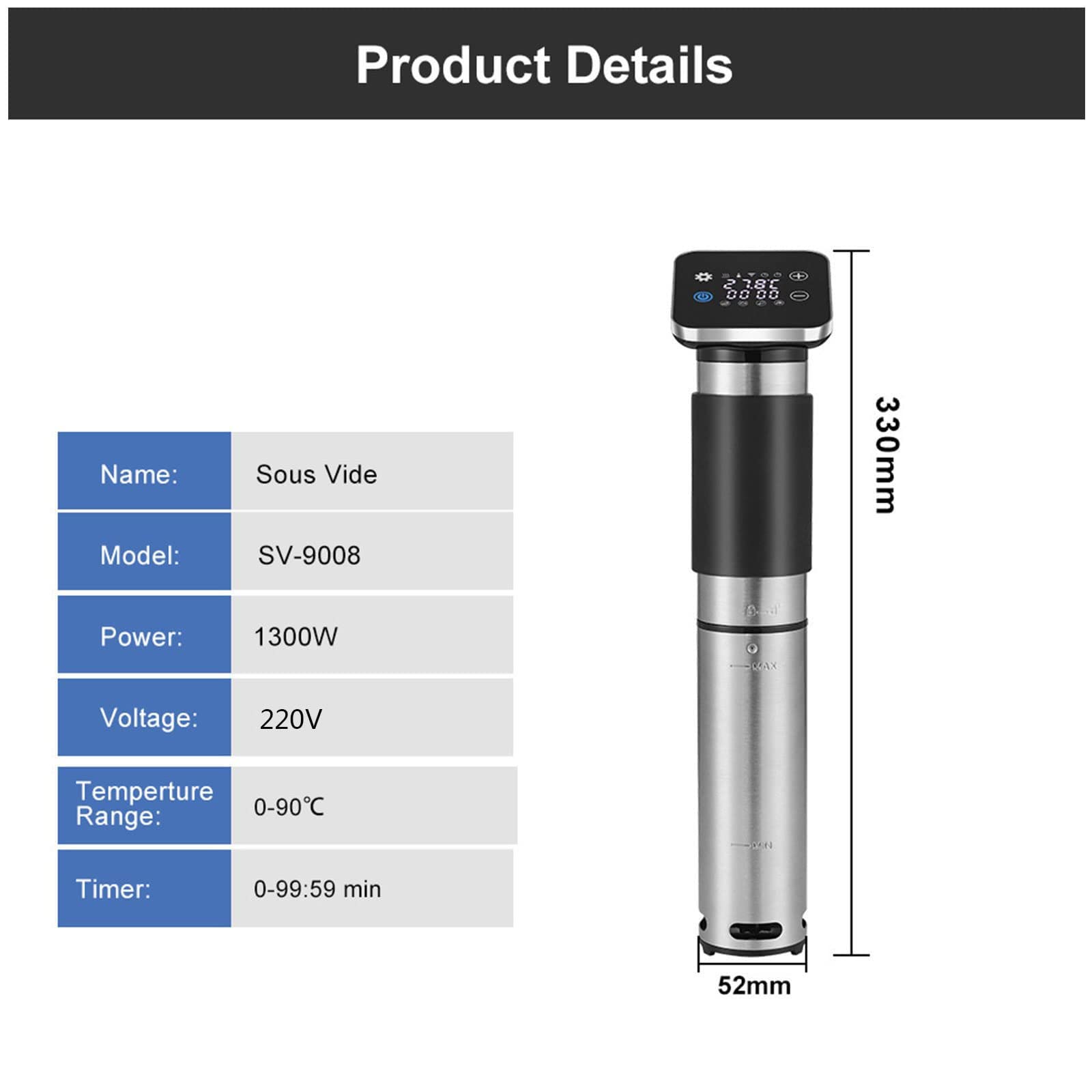 Urządzenie do gotowania metodą Sous Vide, precyzyjny system cyrkulacyjny WiFi, 1300 W, ultracichy, szybko nagrzewający się sprzęt do gotowania metodą Sous Vide z cyfrowym timerem i kontrolą temperat
