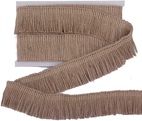 Burlap Fringe Trim Tassel Jute Lace 2 Inch Width 5 Yards Long for Clothes Accessories Latin Wedding Dress and DIY Lamp Shade Decoration (2 inch)
