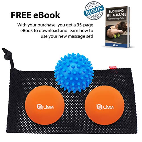 Limm Massage Ball Set - Spiky & Lacrosse Ball - Massage Ball Therapy For Plantar Fasciitis & Pain Relief - Deep Tissue Trigger Point Myofascial Release Ball For Back, Foot, Shoulder & Neck Pain #TOP3