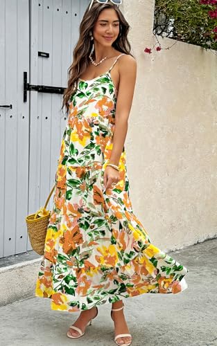 Image of PRETTYGARDEN Women Summer Dresses 2026 Spaghetti Strap Scoop Neck Floral Maxi Dress Flowy Boho Long Sundress with Pockets