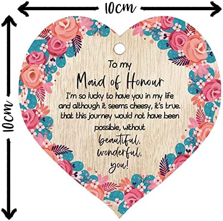 Stuff4 Will You Be My Maid of Honour Proposal Hanging Wooden Heart Signs Plaques - Light Wood Hearts Sign Bridesmaid Gift for Wedding Keepsake Gifts, Thank You Plaque Bridesmaids, Wedding Keepsakes