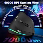 TRELC Gaming Mouse with 5 D Rocker, Vertical Ergonomic Mouse with 11 Programmable Buttons, 10000 DPI, On-Board Memory, Optical Computer Mice for PC/Laptop/E-Sports/Gamer (Wired)