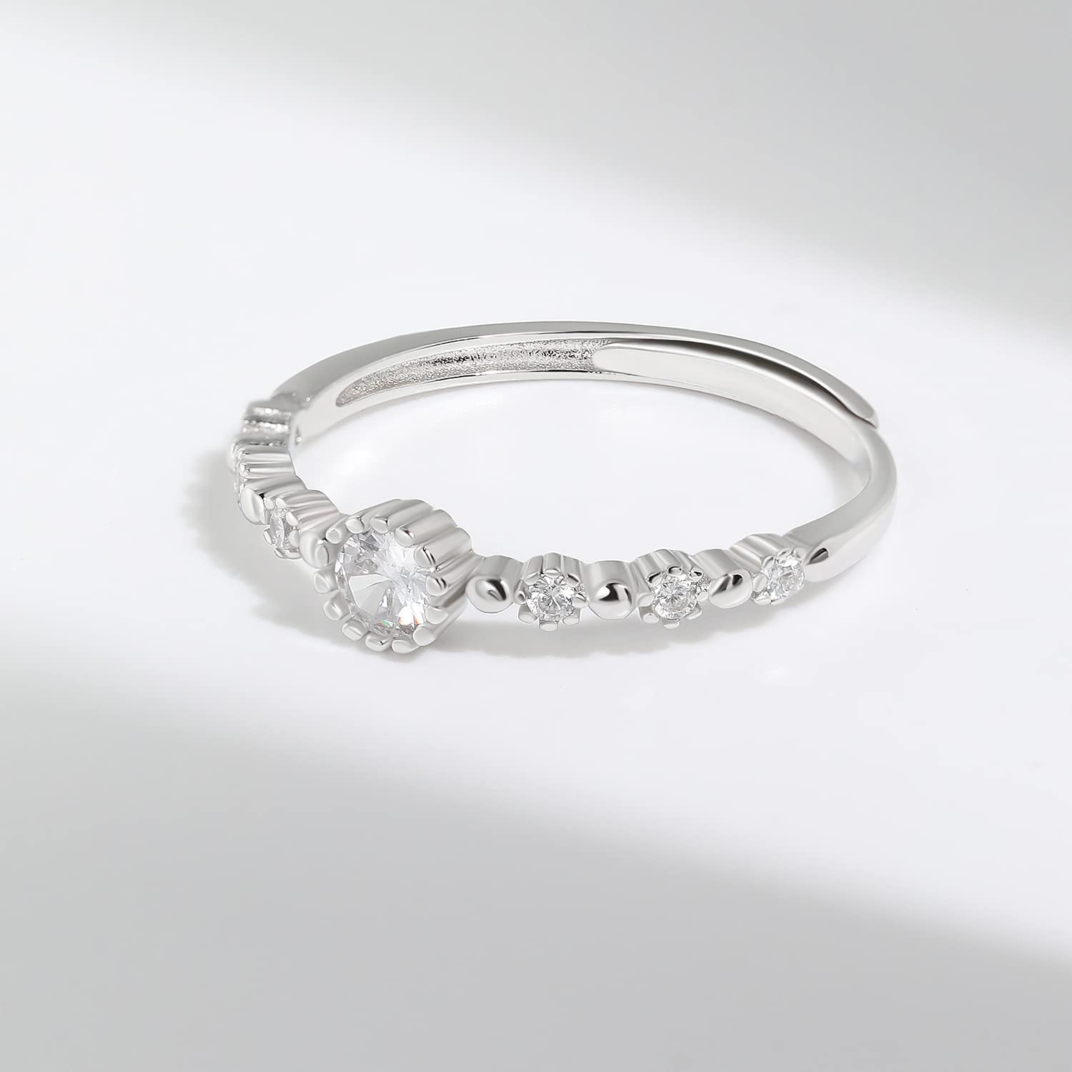 Silberring für Frauen zierlicher stapelbarer Goldring Statement Sonnenring handgefertigt minimalistischer Diamantring Größe verstellbar 3-10
