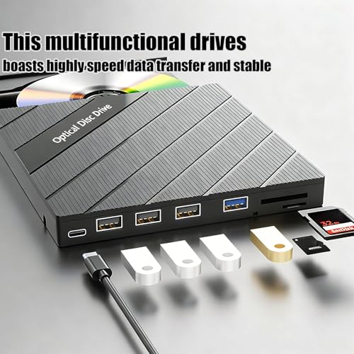 Graveur De CD Portable Rapide USB 3.0 Hub Multi-Ports pour Mac et Windows - 5