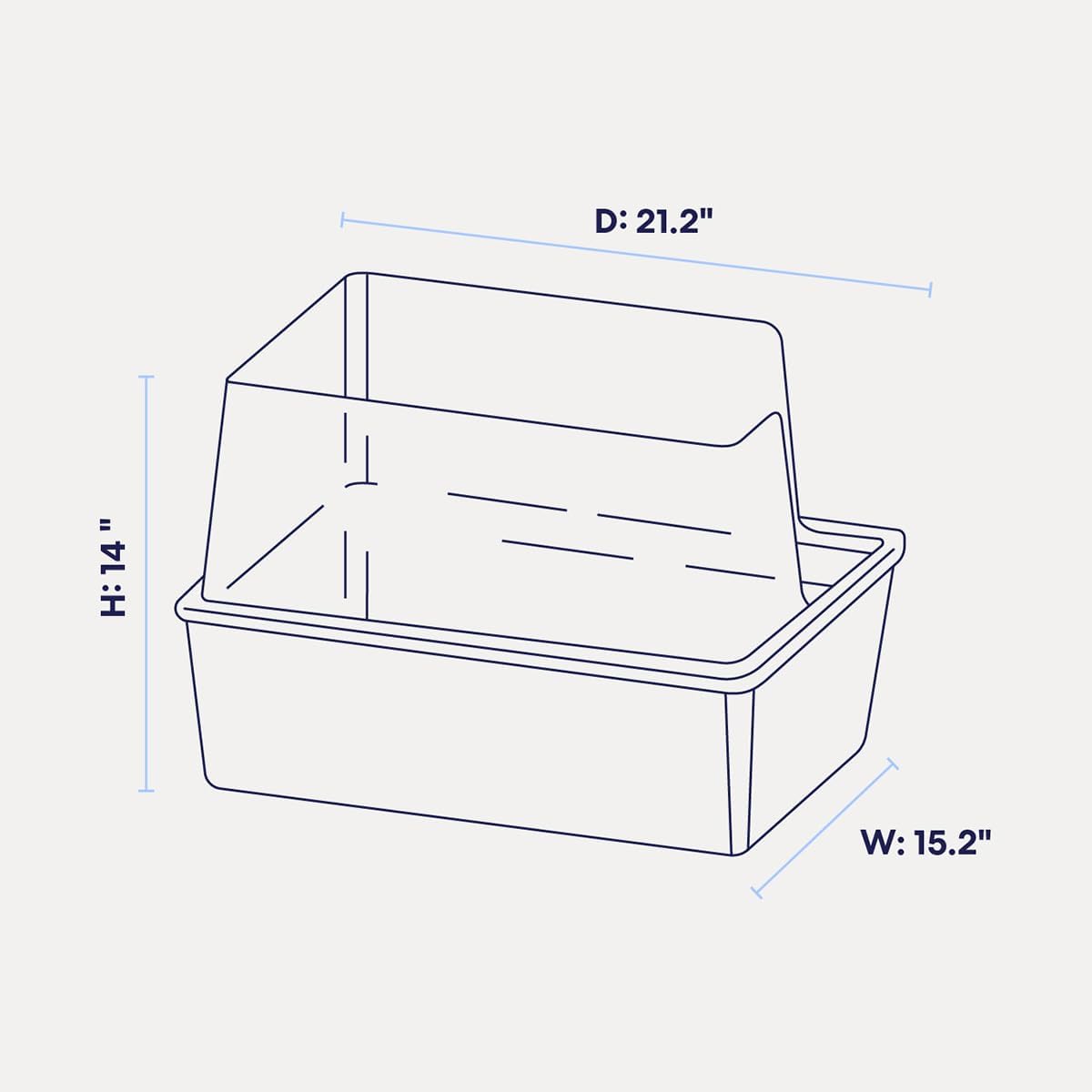 Tuft & Paw Cubby High Sided Cat Litter Box, Open Top, Anti-Stick Plastic, Low Tracking - White/Gray