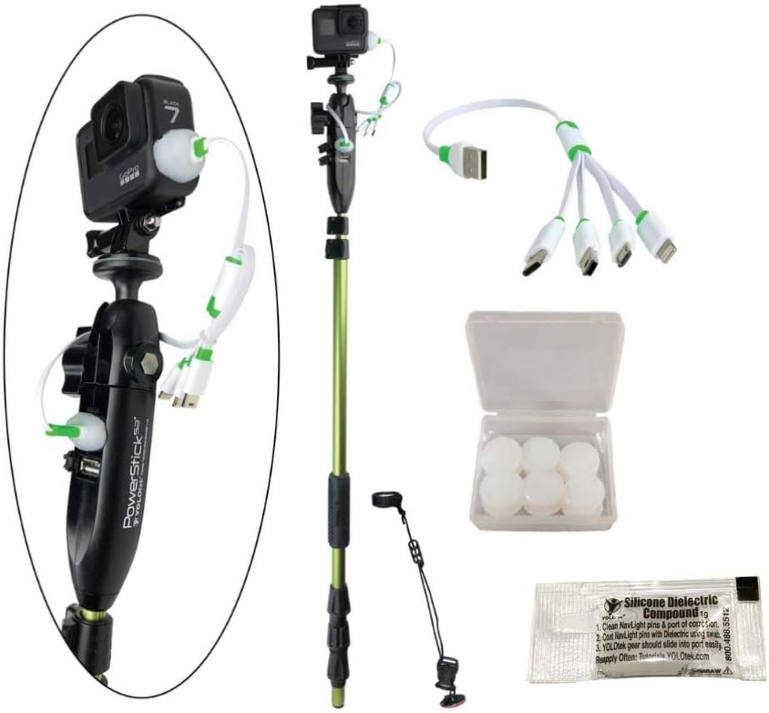 PowerStick 53" SuperBundle GoPro Boat Mount & Constant Power. 5 Go Pro Camera Bass Boat Accessories. GoPro Mount for Go Pro Hero 11 & All Action Camera. Fishing Camera Power Pole YOLOtek Veteran Owned