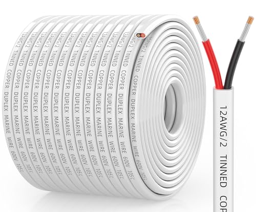 CONEPY 12 Gauge Marine Wire, 12 Gauge Wire Duplex Marine Grade Cable, 200FT
