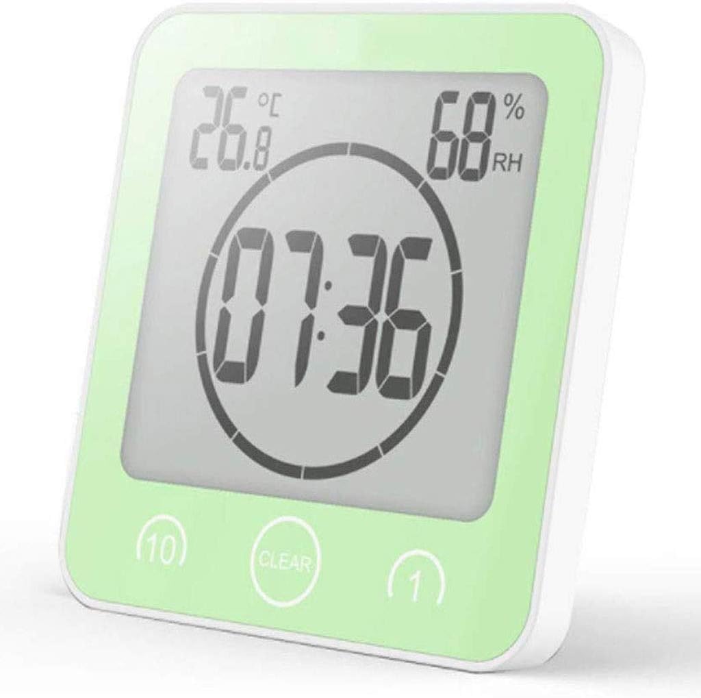 Wall Clock Thermometer Hygrometer Bathroom Waterproof Mute Home Kitchen Countdown Watch Sucker Small (Blue)