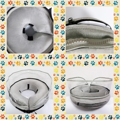 Image of Inflatable Dog Cone Collar for Large Medium Small Dogs to Stop Licking, Soft Dog Cone Alternative Donut Collar After Surgery (Gray, XL)
