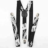 Matériel: ruban élastique Musique Ceinture Femme Bretelles Homme Brillant Clipser Y-Retour Bretelles Élastiques Femmes Note De Piano Réglable Adjustable (Color : 10)