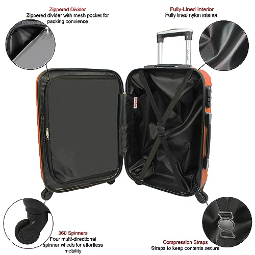 Dejuno Craft Hardside Spinner Luggage, Orange, 3-Piece Set(20,24,28)3