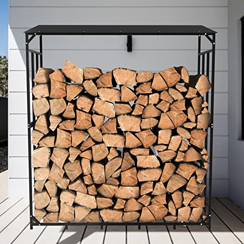 unho Metall Kaminholzregal Feuerholzregal Brennholzregal Anthrazit XXL Garten Kaminholzunterstand 1, 66 m³ Kaminholzlager Stapelhilfe Aussen-4