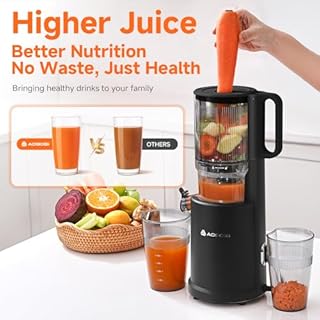Aobosi Cold Press Juicer, 5.4" Feed Chute Self-Feeding for Hands-Free Operation, Juice Machine Fit Whole Fruits & Vegetables, Slow Masticating Juicer For More Juice, Less Pulp, Triple Filter