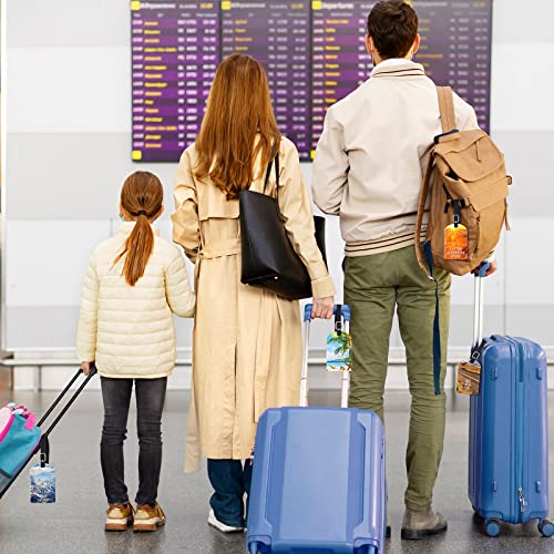 4 Pack Luggage Tags, Leather Suitcase Tags ID Luggage Labels with Unique Landscape Motivational Quote TSA Compatible Bag Tags Identifier with Privacy Cover Adjustable Strap Bag Tags Set for Men Women2