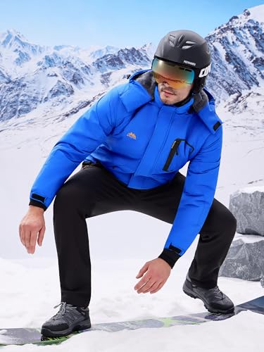Image of WULFUL Men's Ski Jackets Warm Winter Snow Windbreaker Resistant Snowboard Fleece Coat Mountain Waterproof Parka with Hood