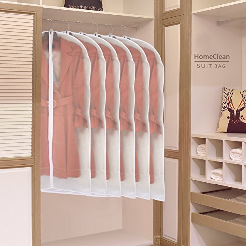 Garment Bag Clear 24'' X 48'' Long Suit Dust Garment Bags White Breathable Full Zipper Dust Cover For Dance Dress Clothes Pack Of 6 #TOP6