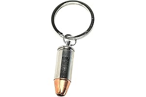 9MM Hollow Point Nickel Plated Bullet Keychain for Men