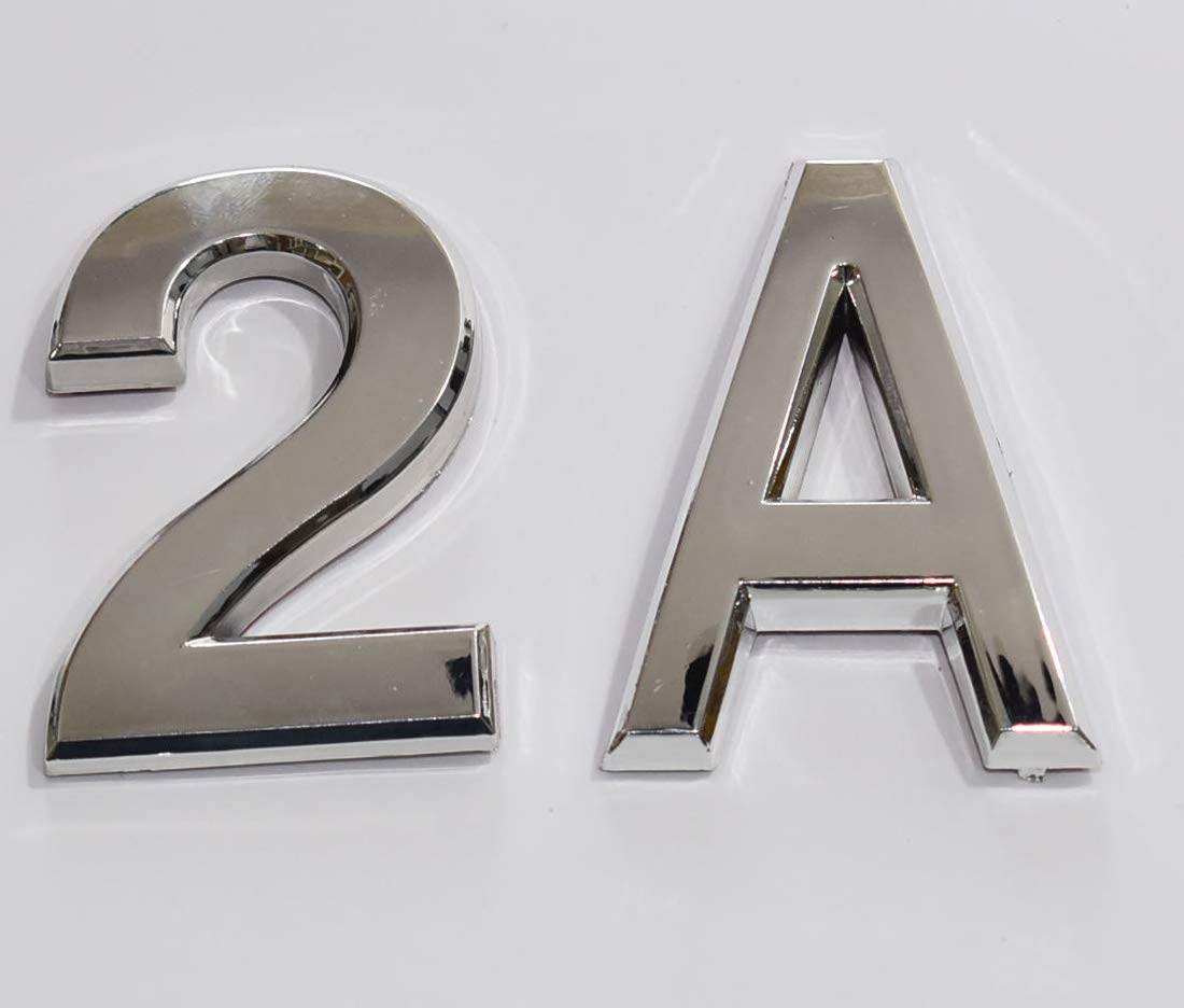 Apartment Number 2A Sign/Mailbox Number Sign, Door Number Sign. Letter C (Silver,3D, Size 2.75 x 1.75, Comes with Double Sided Tape)- The Maple line