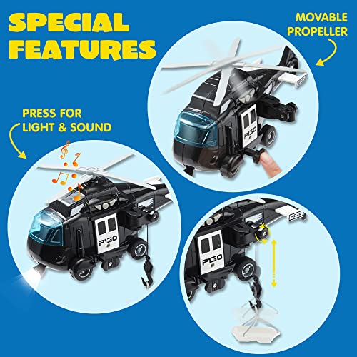 JOYIN Truck Toys for 3 4 5 6 7 Year Old Boys - Police Car Toy Set, Emergency Vehicle Playset, Friction Powered Car with Lights and Sounds, Birthday Gifts for Boys Girls Age 3-9 - image 5