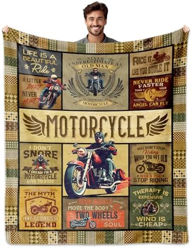 Motorcycle Gifts for Men, Gifts for Motorcycle Blanket 60"x50", Gifts for Motorcycle Riders Lovers Women, Motorcycle Enthusiasts Gift Ideas for Birthday/Fathers Day/Christmas, Motorcycle Gifts