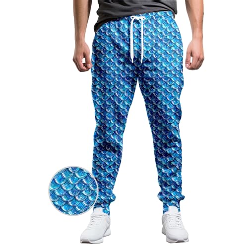 Pantalones deportivos divertidos para hombre, pantalones deportivos ligeros con bolsillos, pantalones rave para hombre, pantalones casuales, azul (Blue01), X-Large