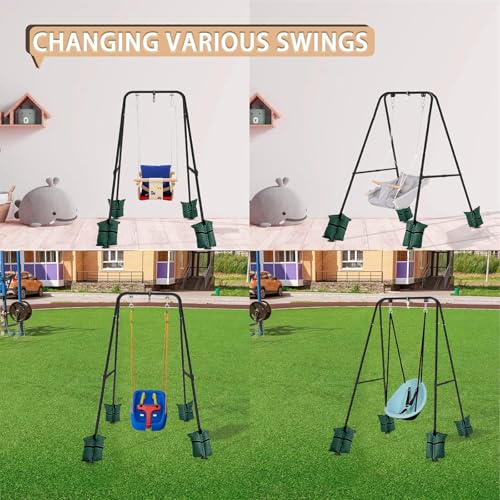 Swing Stand for Kids,Baby Swing Frame, Toddler A-Frame Metal Swing Set for Backyard, Outdoor Indoor use, Fits for Most of The Toddlers Swings (Dark Black)