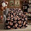 Horaldaily Football Flannel Blanket Throw, Football Black Soft Fuzzy Plush Cozy Fleece Blankets for Couch Sofa Bed Lounging, Ideal Gifts for Kids Adults Self, 50x60