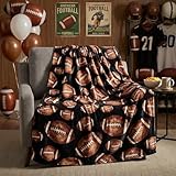 Horaldaily Football Flannel Blanket Throw, Football Black Soft Fuzzy Plush Cozy Fleece Blankets for Couch Sofa Bed Lounging, Ideal Gifts for Kids Adults Self, 50x60