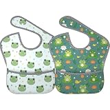Qwalnely Frog Bibs Baby Stuff 2Packs for 6-24 Months Waterproof Washable Fabric (Frog)