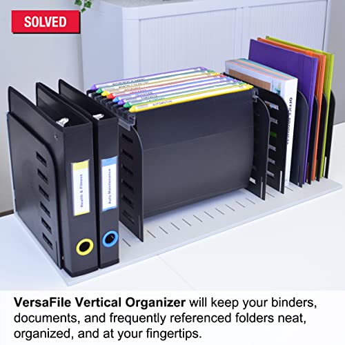 Ultimate Office VersaFile Desktop File Organizer & Sorter Features 9 Adjustable Dividers for Vertical Filing of Books, Magazines, and Hanging Files (Gray w/Black) by Ultimate Office - Image 3