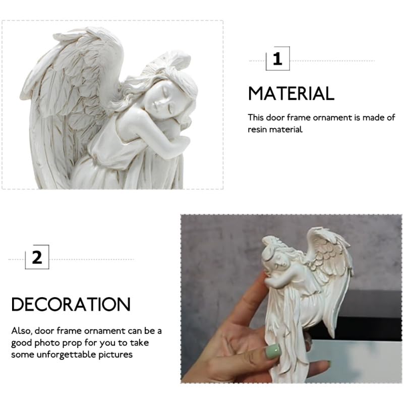 DOITOOL Türrahmendekoration Engel 2Er Set Schlafende Engel Figuren Aus Resin Klassische Engelsornamente Für Wohnkultur Fensterdeko Und Weihnachtsdeko Links Und Rechts 6.30X3.15X1.46 Zoll