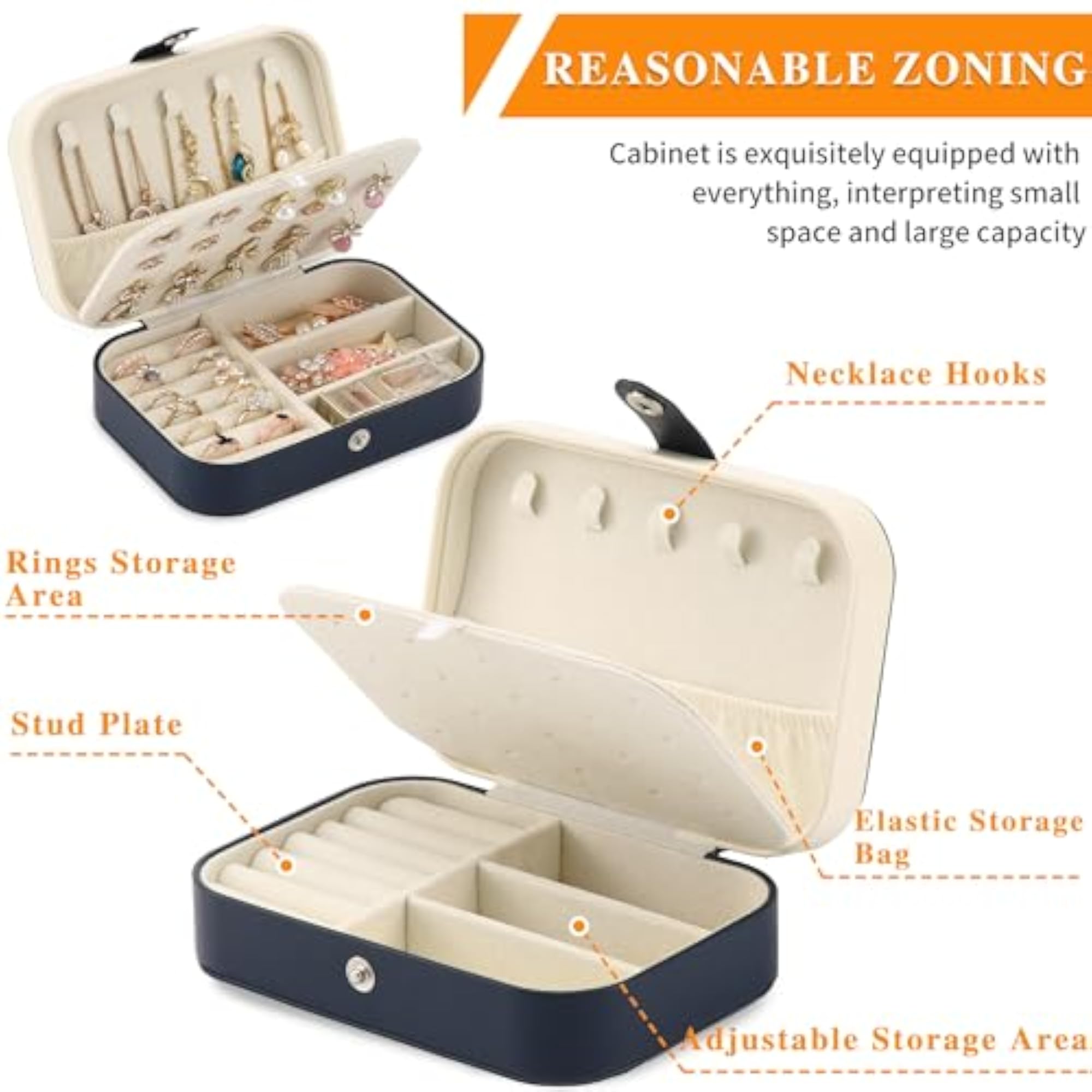 Travel Jewelry Box, Portable PU Leather Organizer