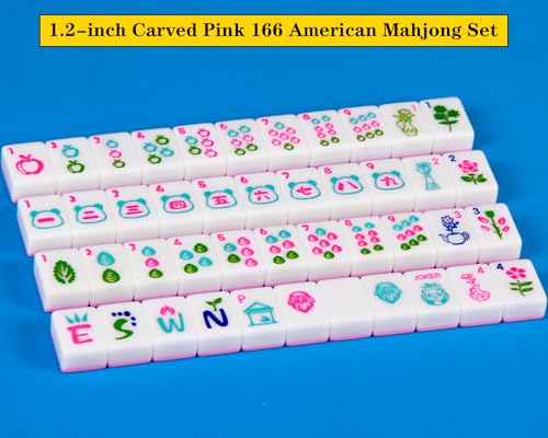 Set Americano de Mahjong con 166 fichas rosadas miniatura 4