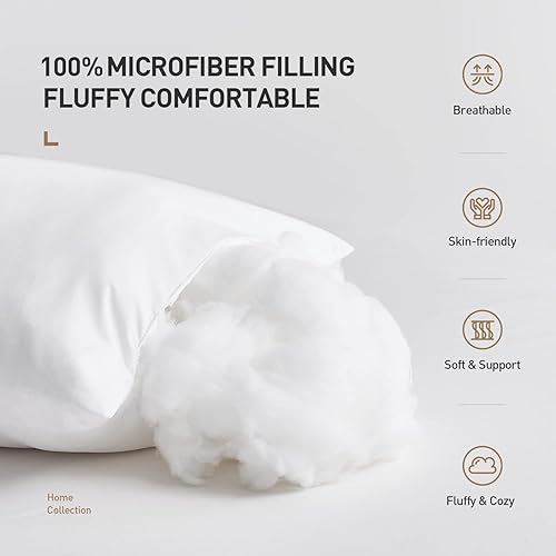 Miniatura 2 de Acanva 16 x 16 pulgadas, relleno de poliéster de alta calidad, funda de almohada cuadrada, 1 unidad (paquete de 1), color blanco