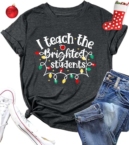 MOUSYA Teacher Christmas Shirt Christmas Bright Shirt Teacher Hol...