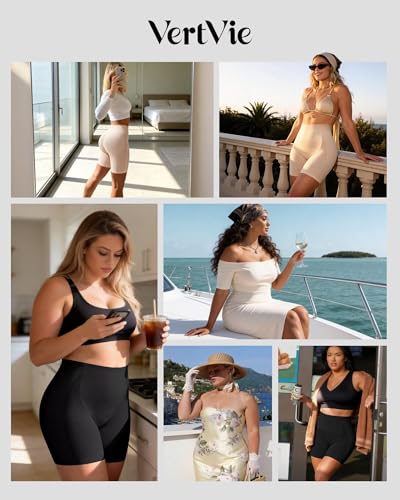 Image of Vertvie Tummy Control Shapewear Shorts for Women Butt Lifting Body Shaper Shorts High Waisted Seamless Girdles Under Dress