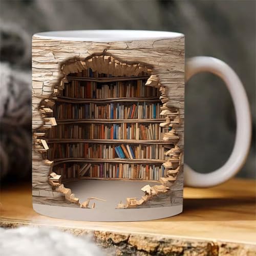 Mug bibliothèque trou en céramique novelty de 350ml pour lectrices - 4