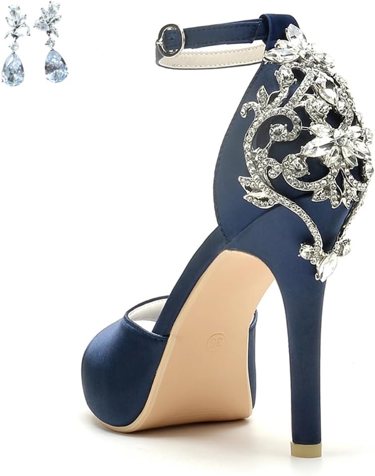 Lady Satin Dress High Heels - Crystal Back Detail