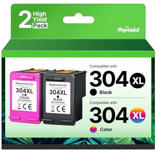 Sqwekd 304XL Rigenerata Cartucce Sostituzione per Cartucce HP 304 Nero