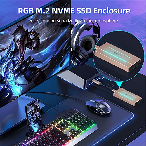Caja Externa RGB M.2 NVME SSD USB 3.1 Gen 2 Tipo C miniatura 2