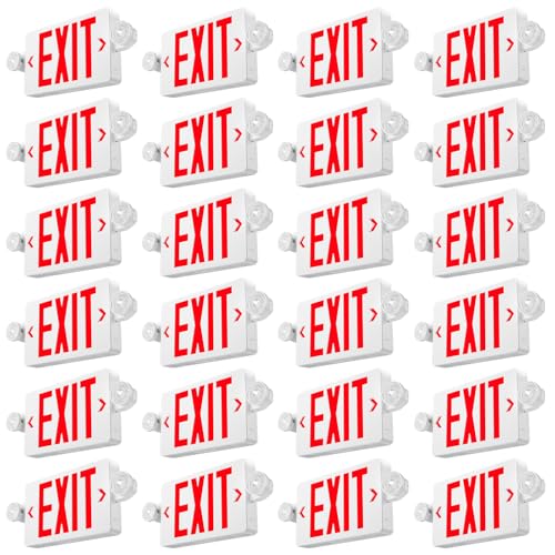 Image of FREELICHT 24 Pack Red Exit Signs with Emergency Lights, Two LED Adjustable Head Emergency Exit Lights with Battery Backup,ETL Certified, AC 120 /277V