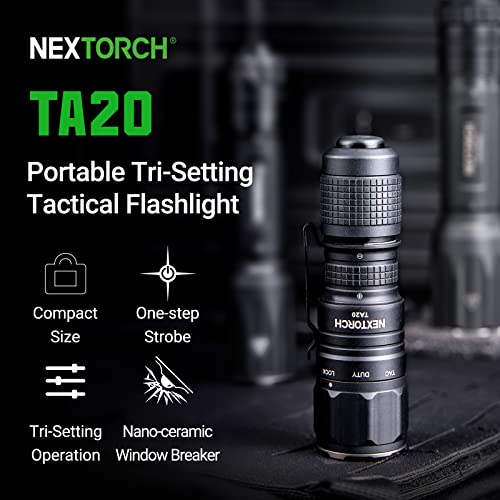 Nextorch 1000 Lumens Tactical Flashlight High Lumens Tri-Mode Rechargeable Mini Led Flashlights Compact Edc Warning Torch Ta20 With Fr1 #TOP1