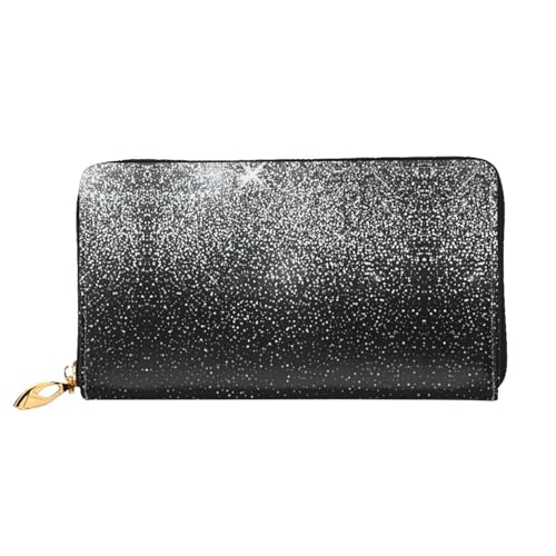 Portefeuille femme en cuir brillant pailleté avec porte-cartes et fermeture éclair