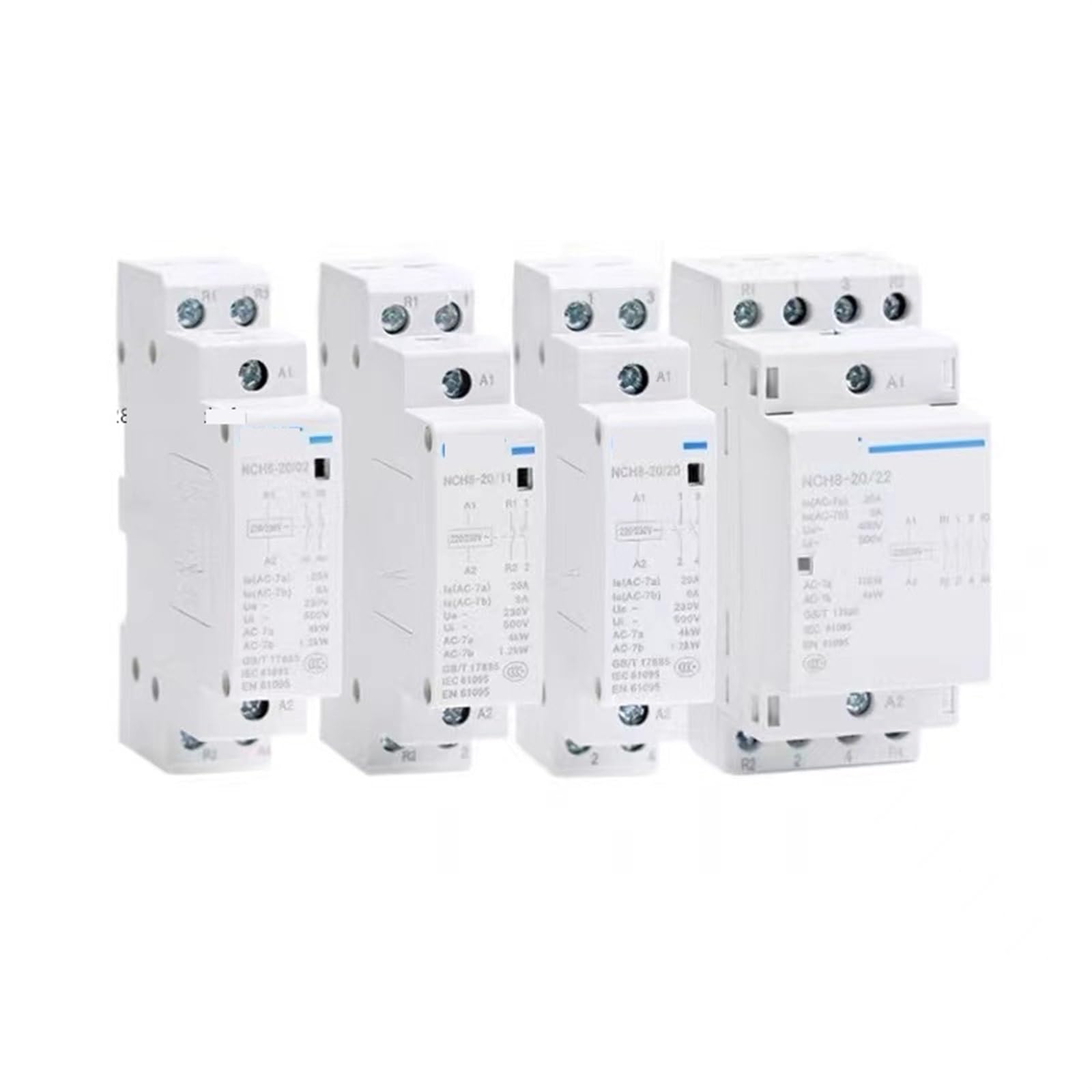 Mini contacteur AC 220V 230V 400V 4NO interrupteur tableau rail DIN BAWHO NCH8-20