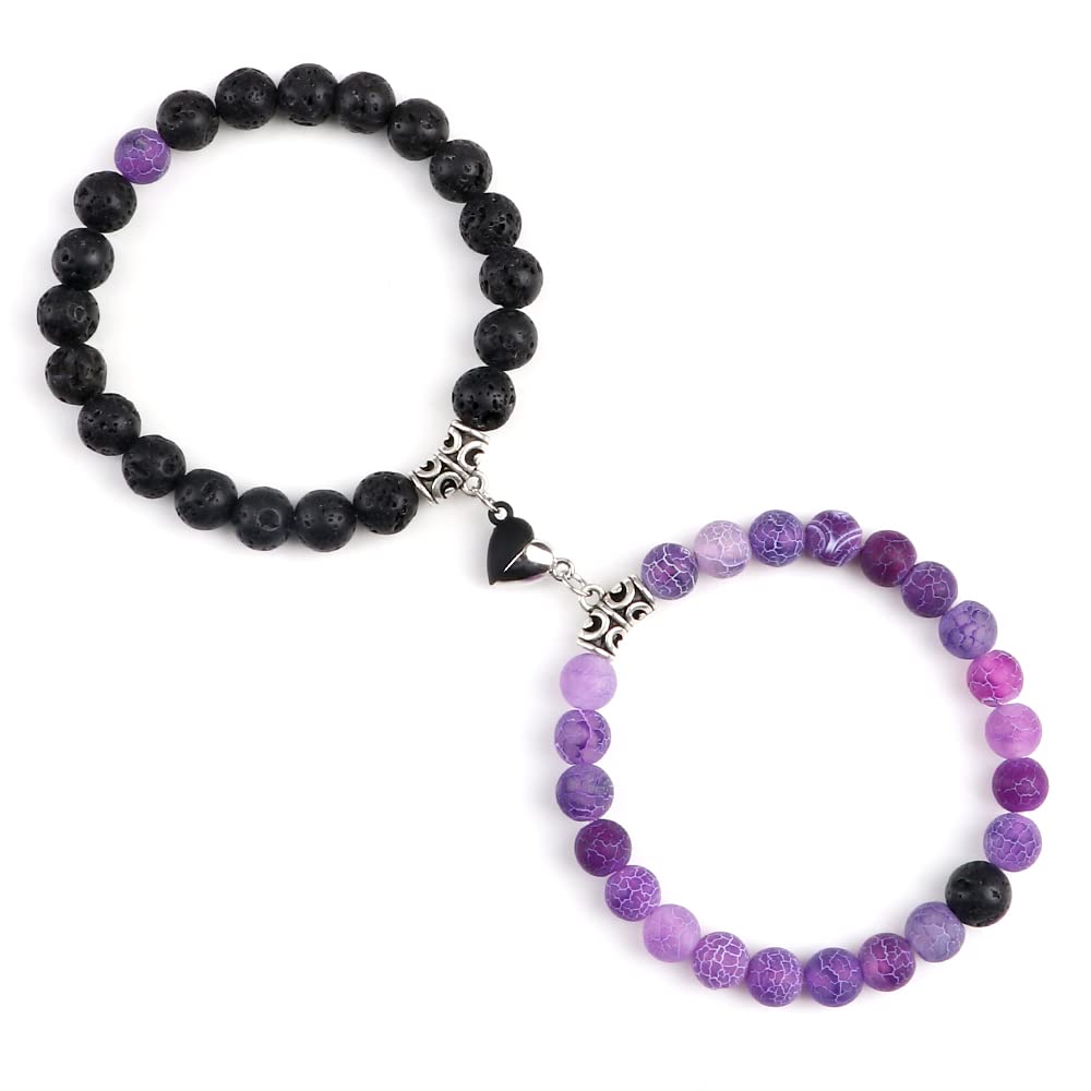 2PC/Set Heart Bransoletka magnetyczna Para Dopasowanie naturalnych wulkanicznych kamiennych koralików bransoletki miłośnik prezent