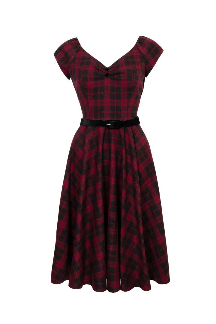 Hell Bunny Women's Midi Dress - Burgundy - Size M