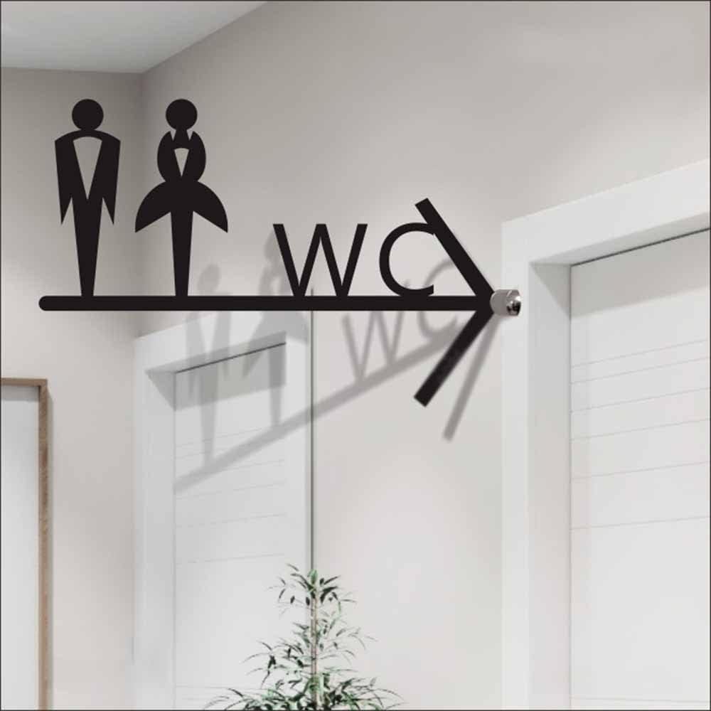 男性と女性のトイレの矢印サイン、トイレの洗面所のバスルームのドアのサイン、トイレの矢印ガイドボードのアクリルサイン、3Dステレオトイ