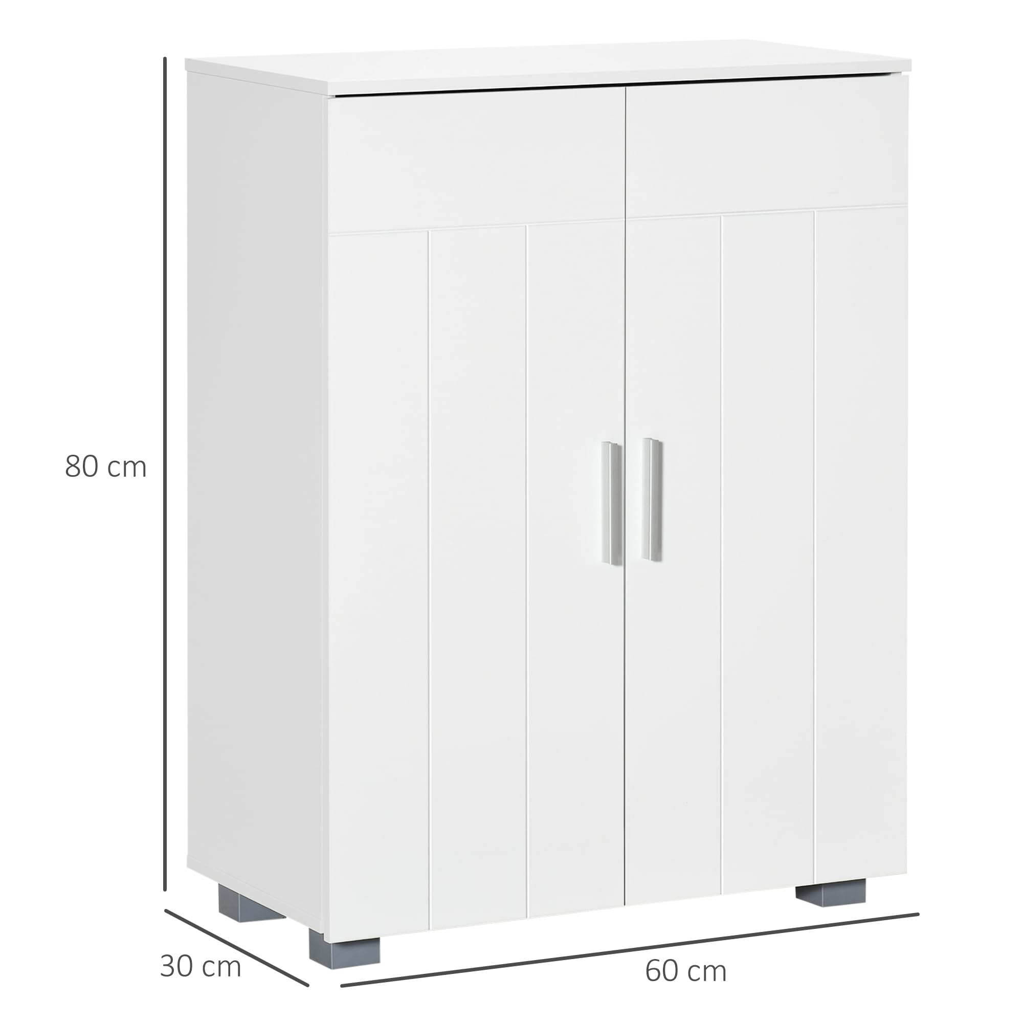 kleankin Armario de Baño 2 Puertas, Mueble Auxiliar de Almacenaje, Blanco