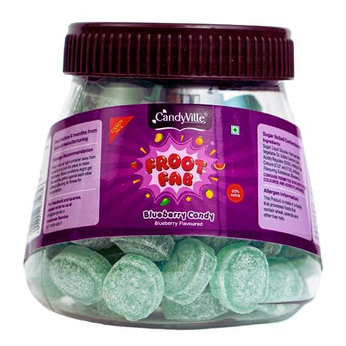 Image of CandyVille Frootfab Blueberry Candy Jar (400 Grams) | Fruit Flavoured Candy