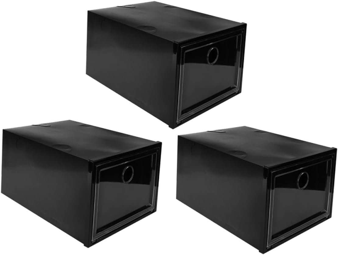 6pcs Stackable Plastic Shoe Storage Boxes with Dustproof and Anti-oxidation Features, Black 34x18x25cm Organizer for Sneaker and Boot Closet Home Use
